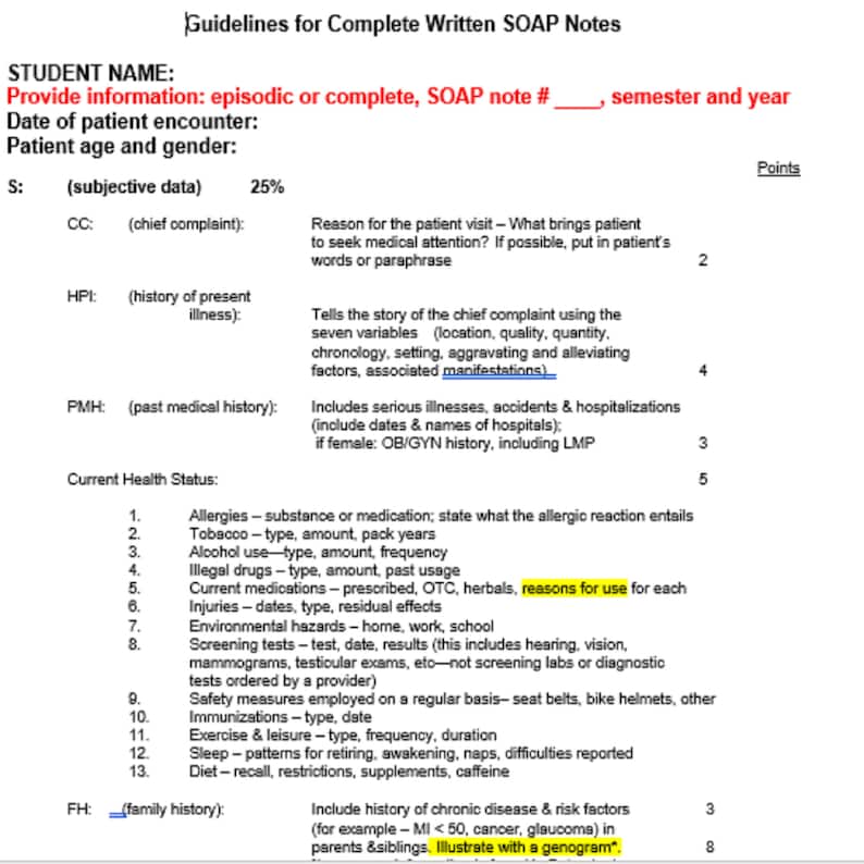 Best SOAP note template 2 pages and 2 bonus pages with guidelines for complete SOAP note great for any any medical provider image 4