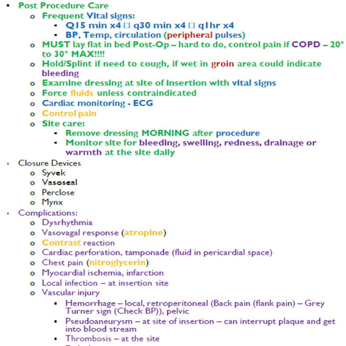 Colorful Cardiac Catheterization Nursing Notes 3 Pages PDF Etsy