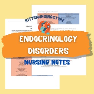Colorful Endocrinology disorders nursing notes 9 pages Instant Digital Download