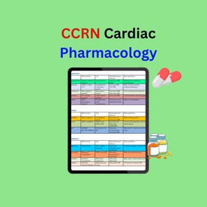 CCRN Cardiac Pharmacology Cheat Sheet | ICU Nurse Meds Review Guide | Critical Care Nursing Study PDF | Instant Digital Download