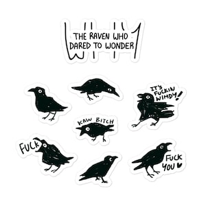 Angst Crow Stickers // The Raven Who Dared To Wonder