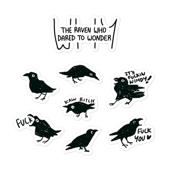 Angst Crow Stickers // The Raven Who Dared To Wonder