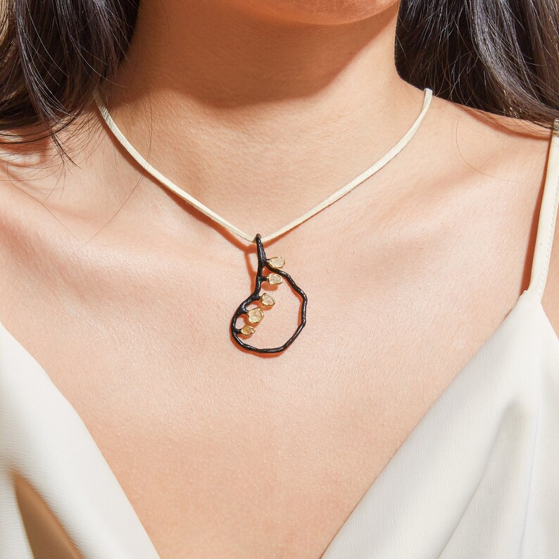 Handmade 925 Sterling Silver Sereina Chrysoberyl Pendant with Gold and Black Anthracite Plating by German Kabirski