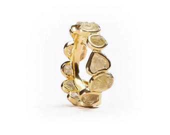 Chrysoberyl Crystal Ring Gold Plated Sterling Silver Avant Garde Statement Jewelry Minimalist Designer German Kabirski