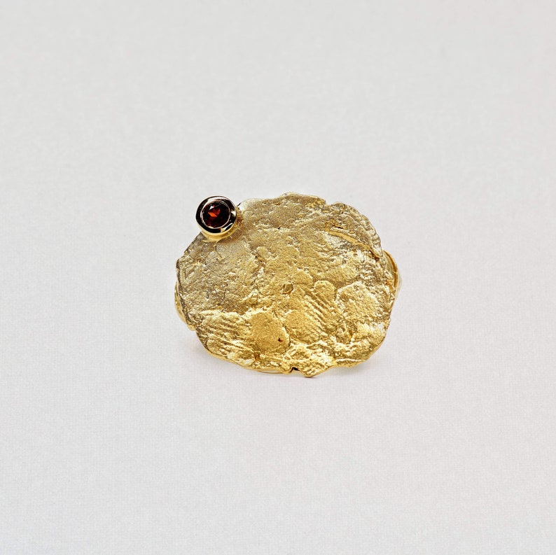 Handmade 925 Sterling Silver Delicia Garnet Ring with All Gold Plating by German Kabirski