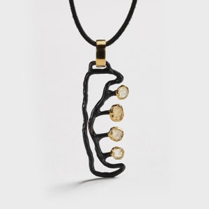 Handmade 925 Sterling Silver Sereina Chrysoberyl Pendant with Gold and Black Anthracite Plating by German Kabirski