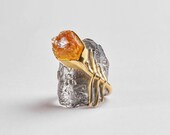Handmade 925 Sterling Silver Kariel Citrine Ring with Gold and Black Rhodium Plating by German Kabirski