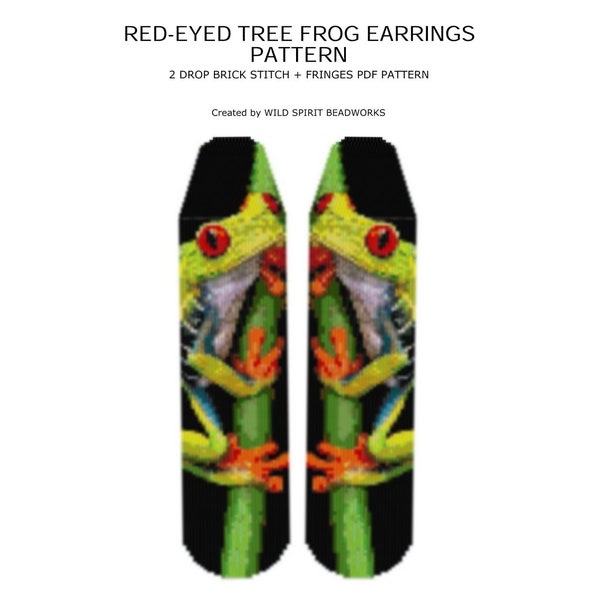 Limited Offer - Beaded Fringe Earrings Pattern - Red-eyed Tree Frog