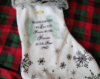 Handmade holiday stocking.  grief, holiday without loved one, memorial stocking, customized