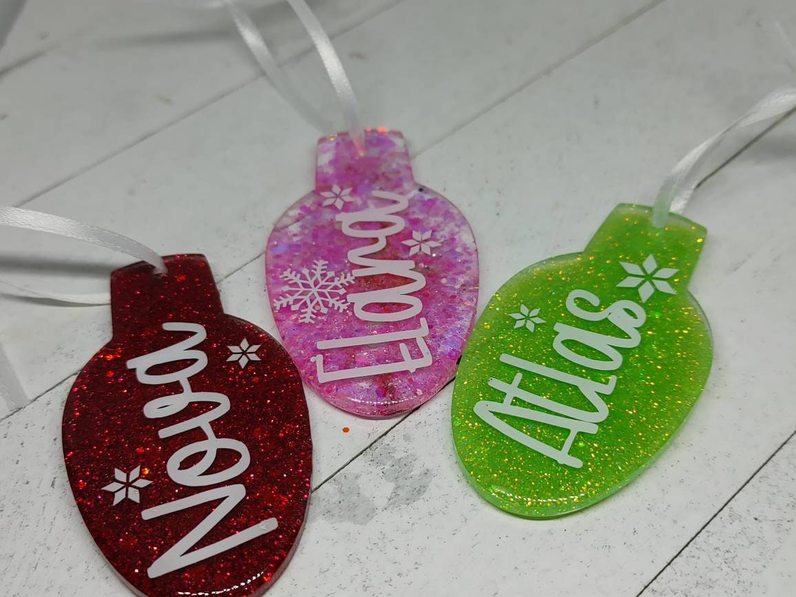 Christmas Lights Ornament Name in LIghts Ornament Any Name Completely Personal Personalized Hand-painted Christmas Ornament With Name