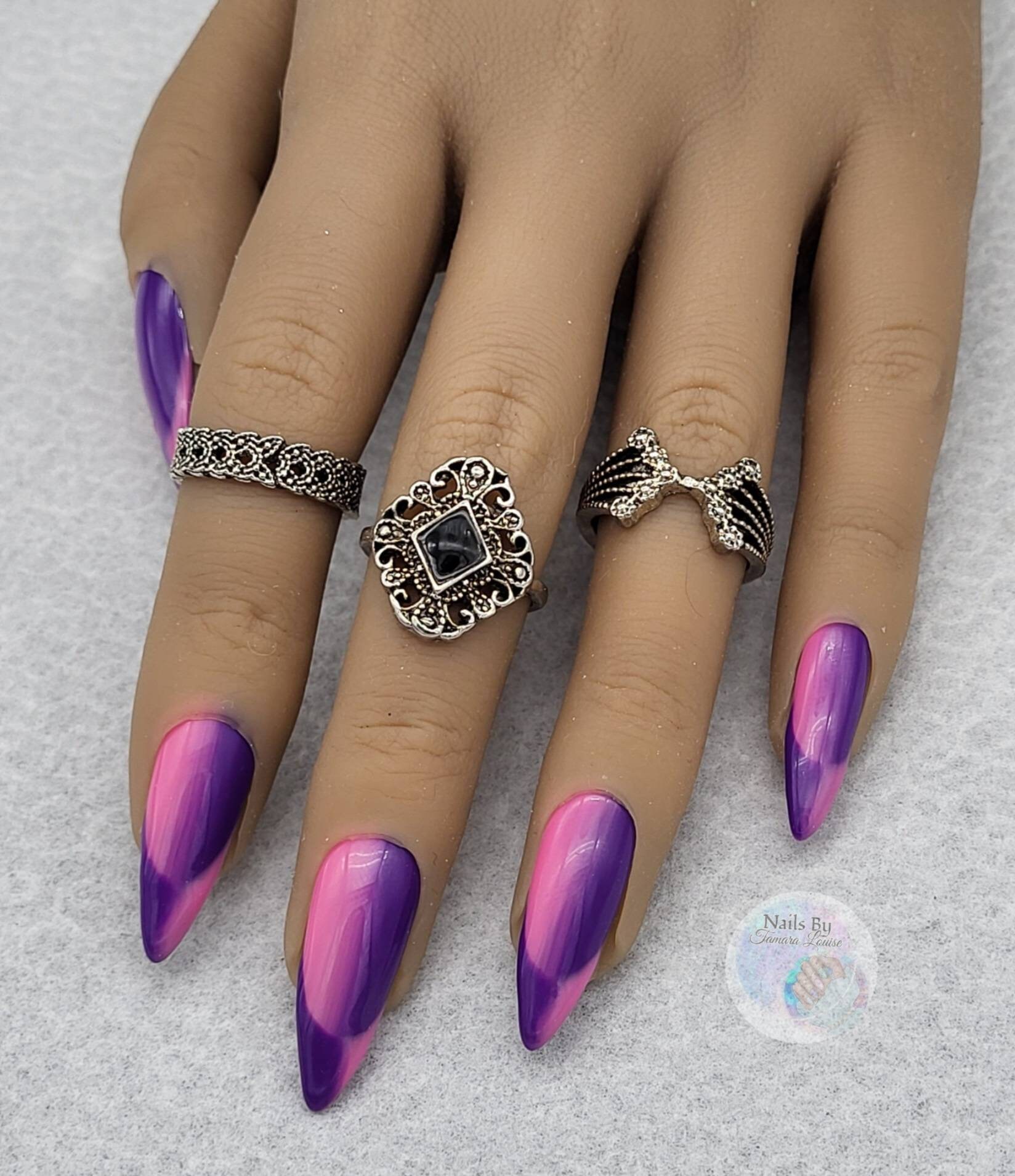 Purple Ombre Nails - Etsy