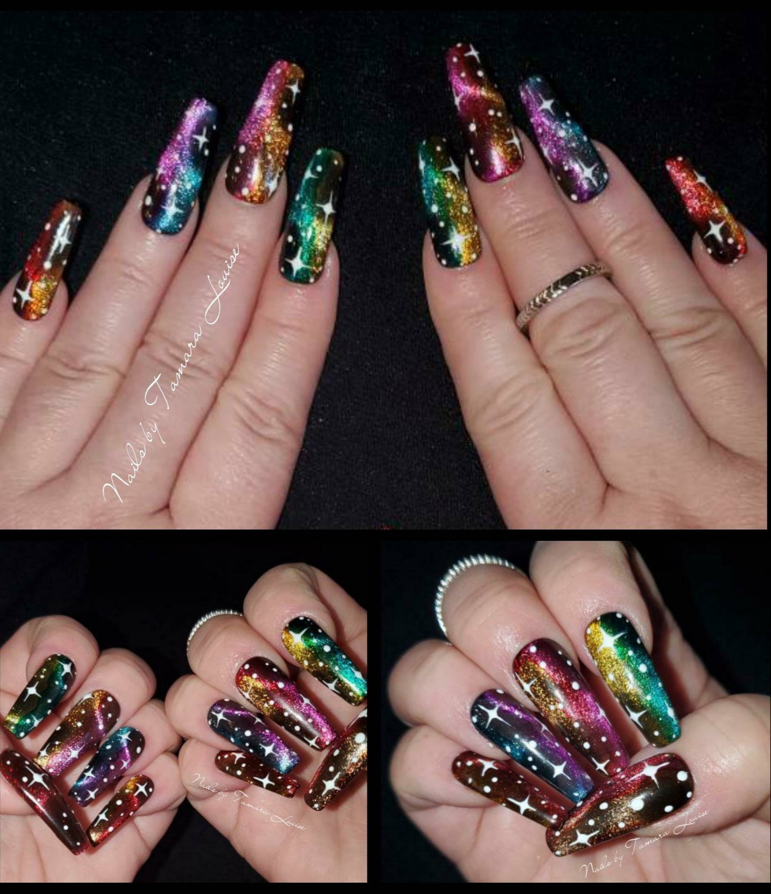 Cat Eye / Galaxy / Stars / Rainbow / Press On Nails / Nail Art Etsy