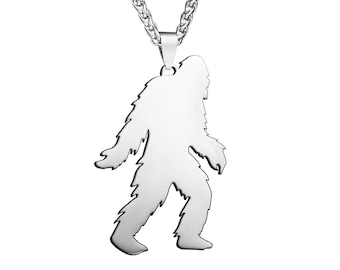 Big Size Stainless Steel Walking Bigfoot Yeti Big Foot Monster Ape Sasquatch Pendant Necklace Silver
