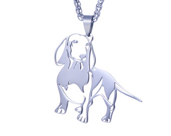 Collar con colgante de perro salchicha, doxie, salchicha, de acero inoxidable, de gran tamaño