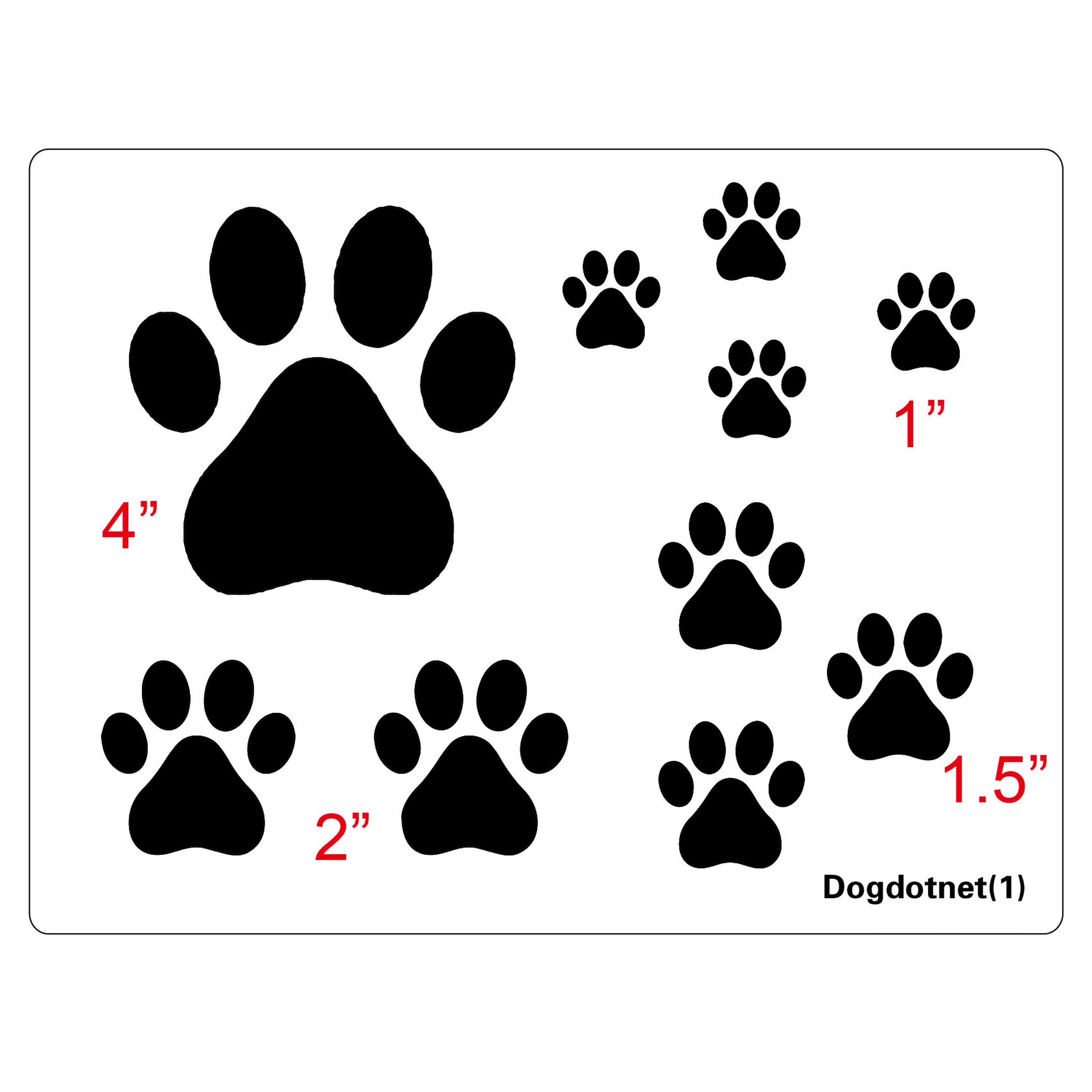 Dog Cat Paws Print Stencil Sheet DIY Painting Drawing Template, Various