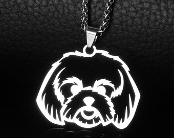 BIG Size Stainless Steel SHIH TZU Little Lion Dog Head Pendant Necklace