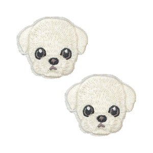 2pcs Shih Tzu Dog Iron On Embroidered Patches transfers badges for DIY Project