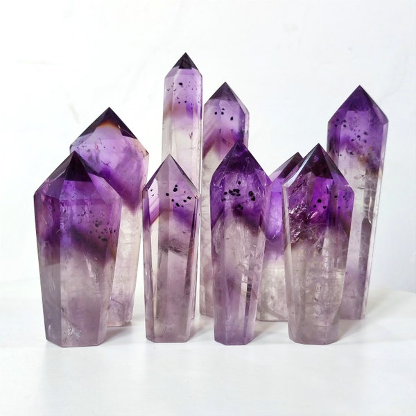 High Quality Fingerprints Phantoms Amethyst With Rutile Wand Point,Amethyst Wand Tower,Amethyst Wand Gift