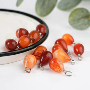 Carnelian Teardrop Pendant - Courage Stone Necklace for Confidence & Vitality - Energy Jewelry Gift