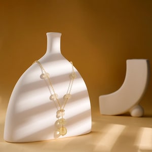Dainty Citrine Necklace: Gold Boho Layering Birthstone Crystal