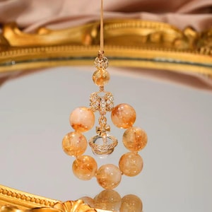 Citrine phone chain phone strap gemstone phone charm beaded phone strap charm bead phone chain healing crystal phone strap