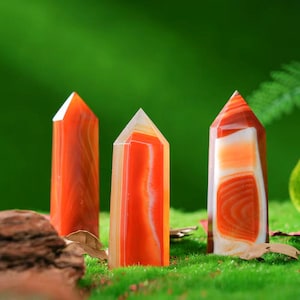 Carnelian Tower Point Natural Carnelian Stone Obelisk Wand Healing Crystal Metaphysical Carnelian Crystals Gift Home decorations