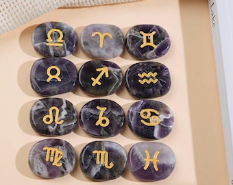 手彫りアメジスト星座石｜12星座コンプリートセット｜パーソナライズされた占星術ギフト
