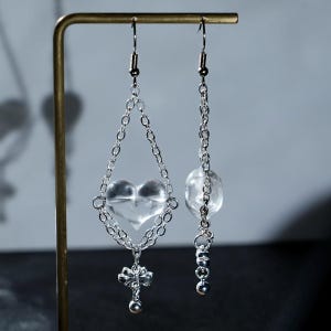 Natural Clear Quartz Earrings,dangle earrings, stud earrings tiny,heart shape Earrings Gift for her, April Birthstone Earrings