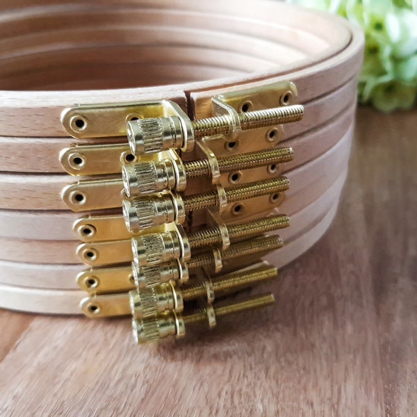 Embroidery hoop beech wood gold-colored adjusting screw 19cm