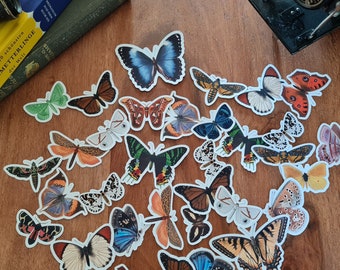 17 Sticker Set Schmetterlinge und Motten matt wasserfest Insekten Vintage Sticker Butterfly Sticker Autocollants papillon