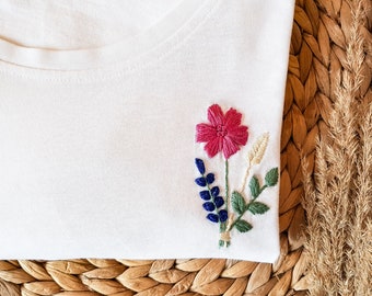 DIY EMBROIDERY Kit TSHIRT Wildflower Beginner Starterkit handmade Birthday Easter gift learn to embroider