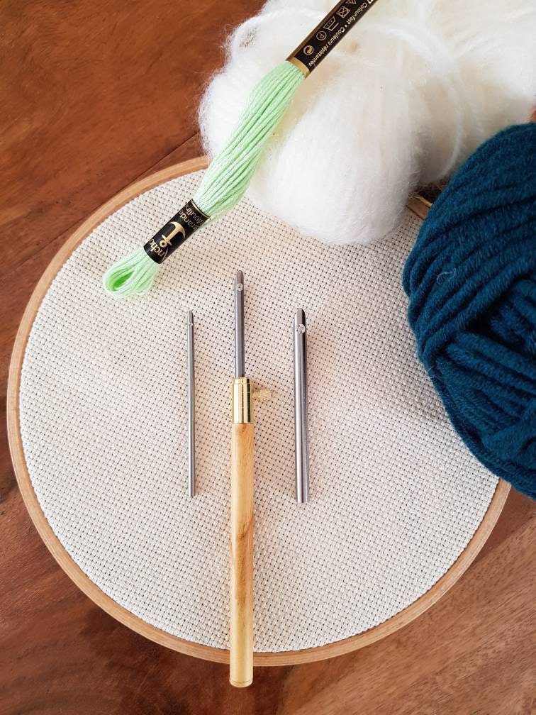 Punch needle set Punchneedle Embroidery 3 different needle sizes fine 2.5mm, medium 3.5mm, big 5mm
