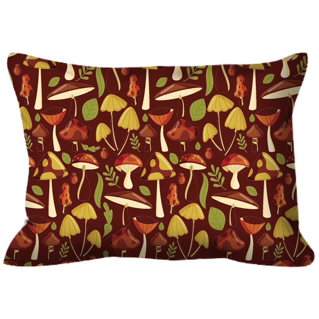 Colorful Brown Mushroom Throw Pillow Waterproof Magic Etsy