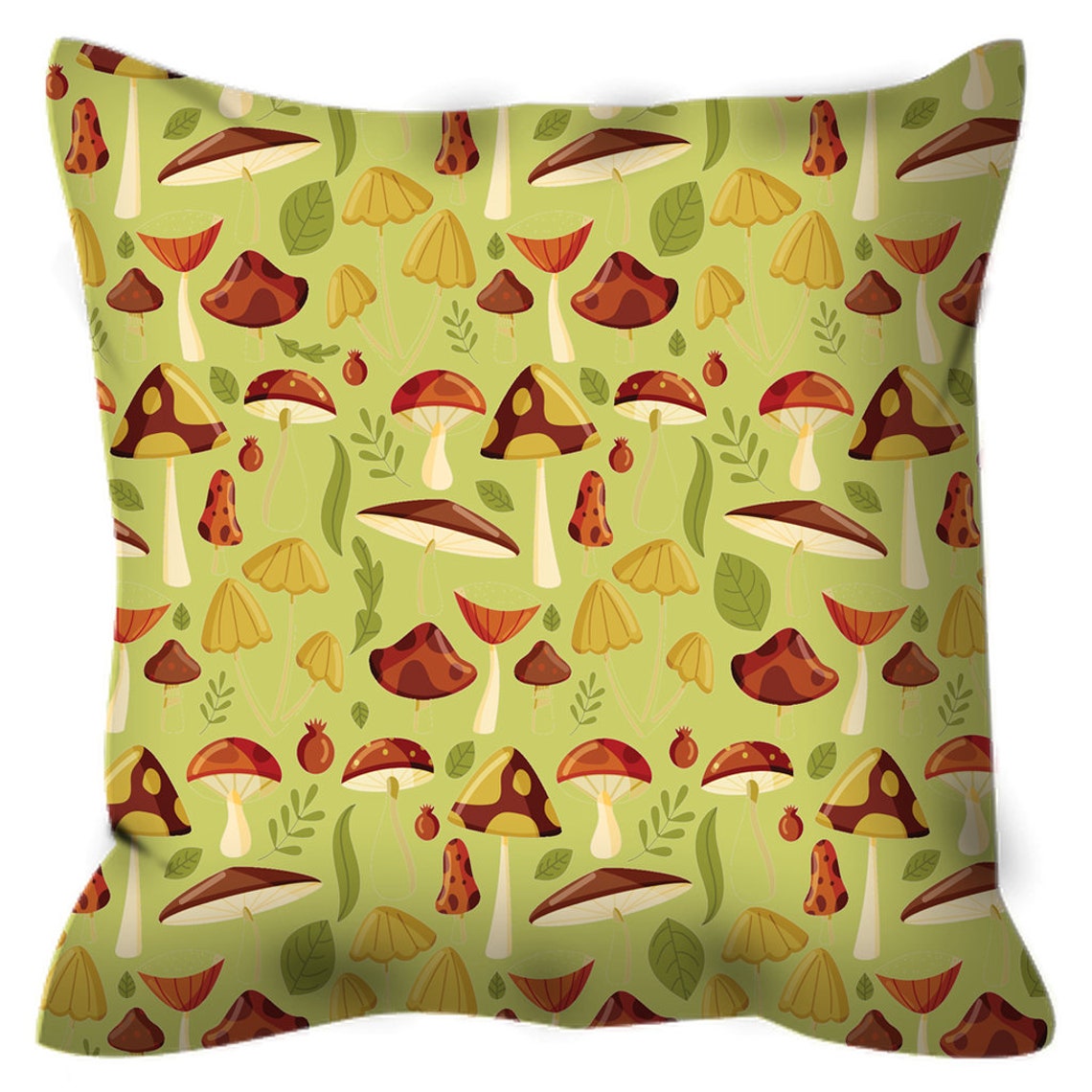 Colorful Green Mushroom Throw Pillow Waterproof Magic Etsy