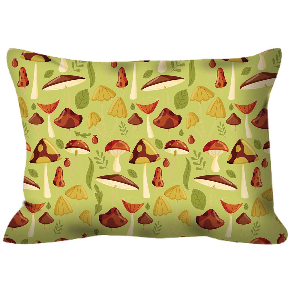 Colorful Green Mushroom Throw Pillow Waterproof Magic Etsy