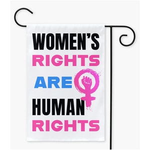 Women&#39;s Rights Are Human Rights Yard Flag, Hands Off My Body Protest And Activist Sign, Protect Roe V Wade 12x18 Garden Flag