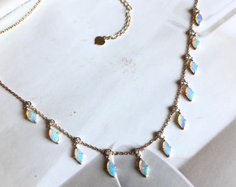 14K solid gold, Australian Opals, shaker choker necklace, super dainty, fine necklace, layering necklace, gift for her, mothers day