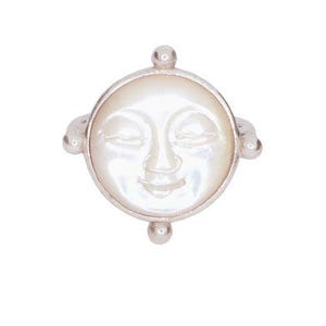 Mond Gesicht Ring/ Perlmutt Ring/ Statement Ring/ Sterling Silber Ring/ Geschenk für sie