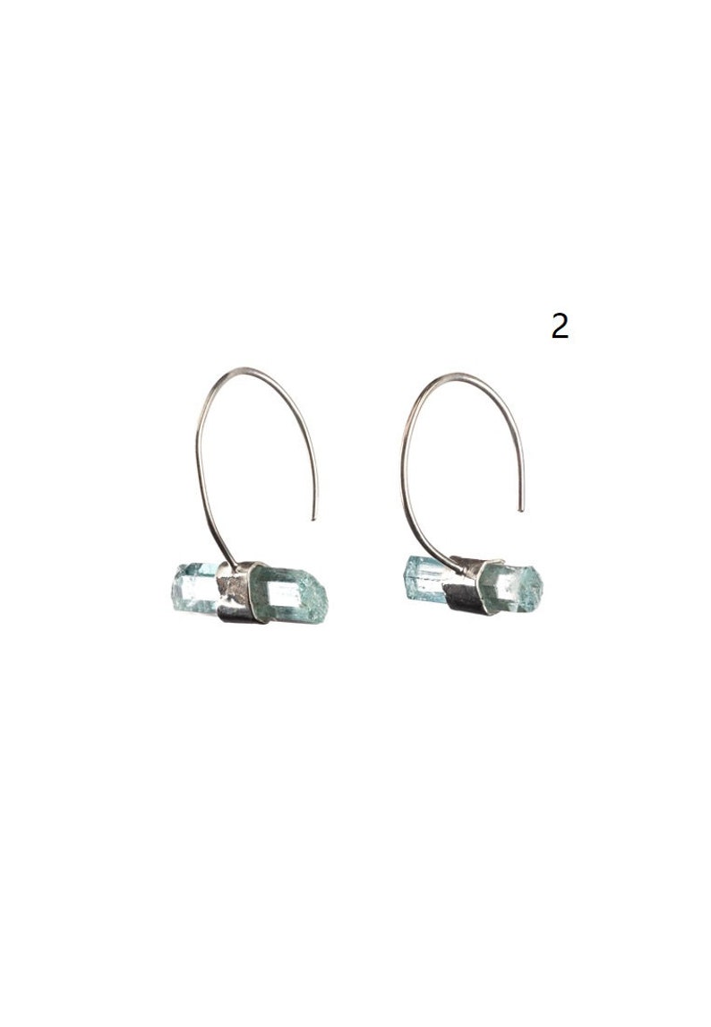 Raw Aquamarine Earrings Simple Earrings Sterling Silver Jewelry Handmade Gemstone Jewelry Minimal Earrings Aquamarine Gemstone Jewelry