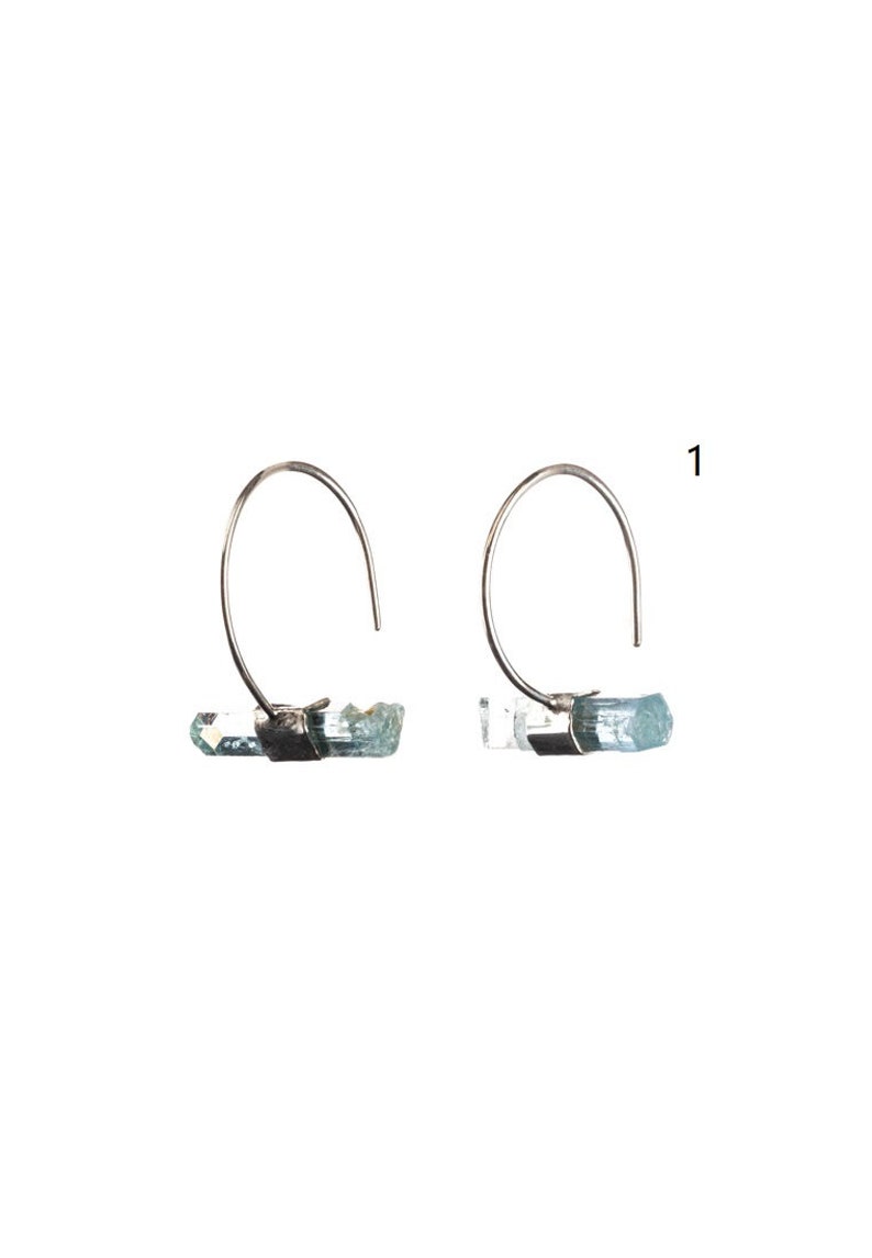 Raw Aquamarine Earrings Simple Earrings Sterling Silver Jewelry Handmade Gemstone Jewelry Minimal Earrings Aquamarine Gemstone Jewelry