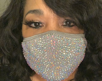 Rhinestone Face Mask Etsy