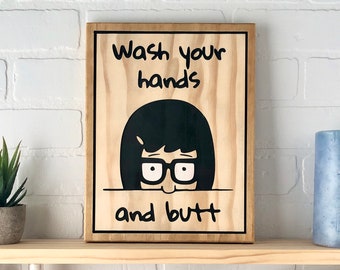 Bobs Burgers Tina Wash Your Hands Wooden Sign Wall Decor