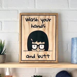 Bobs Burgers Tina Wash Your Hands Wooden Sign Wall Decor