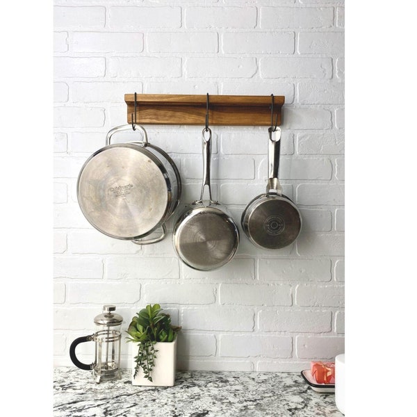 Pots and Pans Wall Hanger | Wooden Kitchen Organizer | Kitchen Storage