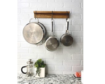 Pots and Pans Wall Hanger | Wooden Kitchen Organizer | Kitchen Storage