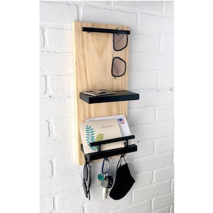 Tall Entryway Wall Organizer Hook Rack Wood Shelf Decor