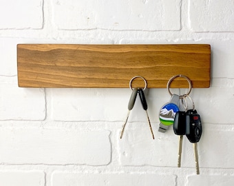 Wall Mounted Key Rack- Key Holder- Key Hooks- Live Edge Wood