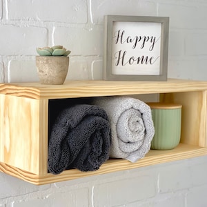 Deep Floating Wood Box Shelf, Coffee Shelf, Bathroom Shelf, Wall Decor