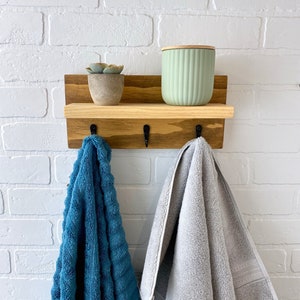 23 Bathroom Shelf with Modern Towel Hooks - Gray – KBNDecor