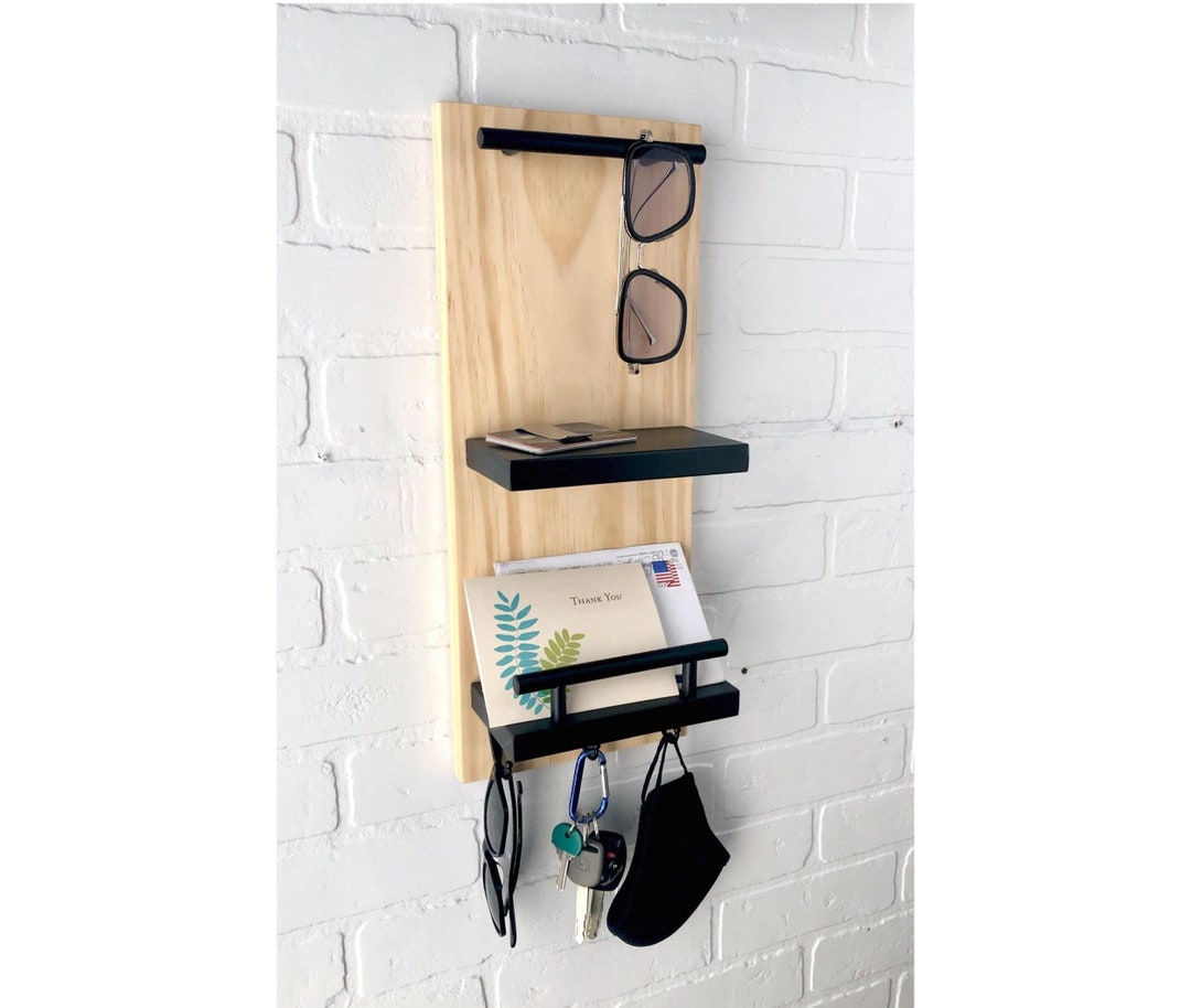Tall Entryway Wall Organizer Hook Rack Wood Shelf Decor Etsy